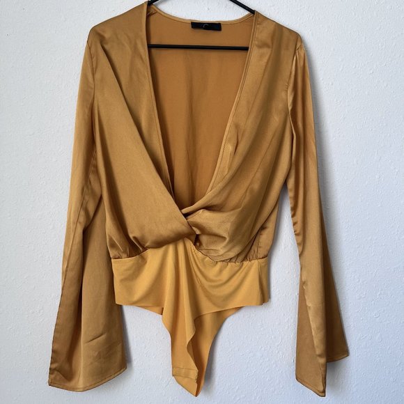 Bodysuit Mustard Bell Sleeve size 8 - Picture 1 of 7